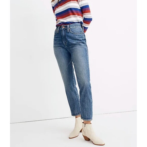 Madewell The Mom Jean in Downey Wash Size P32 Cotton Rigid Denim Measured W36 - Picture 1 of 12